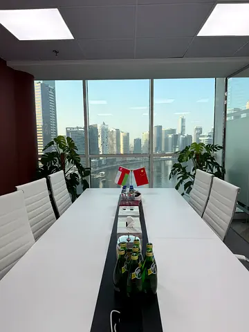 Urgent Sale – Premium White Conference Table with Executive Chairs | Business Bay Dubai