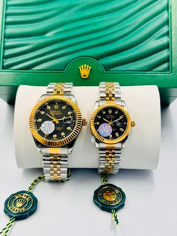 Pair of Rolex Two-Tone Men’s and Women’s Watches with Box