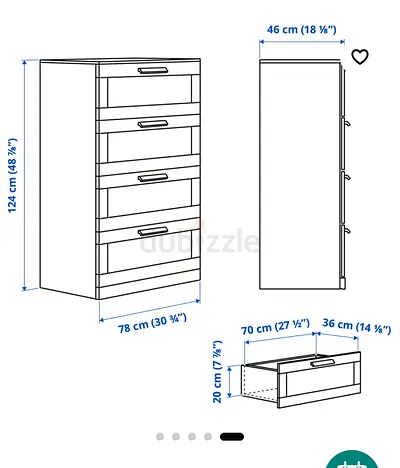IKEA BRIMNES Chest of 4 drawers, white nd frosted glass