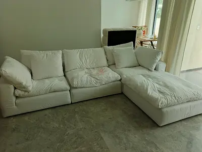 Marina home cloud feather 🪶 filled modular sofa with ottoman