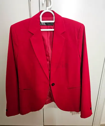 Red Womens Blazer - Single Button, Size Medium