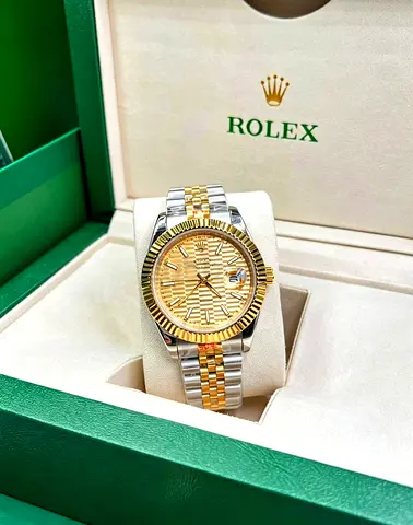 Rolex Two-Tone Datejust Style Mens Watch - Gold Dial, Jubilee Bracelet