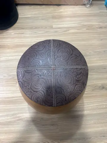 Wooden barrel ottoman