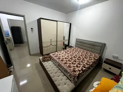Modern Bedroom Set with Bed and Wardrobe and 2 side table