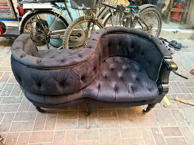 Marina home Velvet Tufted S-Shaped Chaise Lounge
