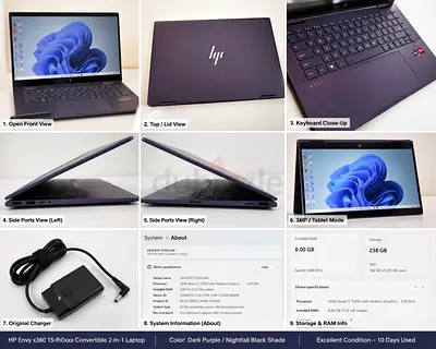 HP Envy x360 15.6 inch Touch Laptop - Ryzen 5, 8GB RAM, 256GB SSD