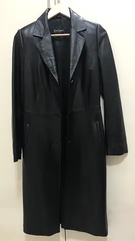 Long Vintage Genuine Leather Coat UK size 8 for 750 AED.