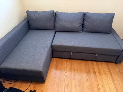 VIMLE Light Grey Fabric Sofa Bed with Pull-Out Mattress storage