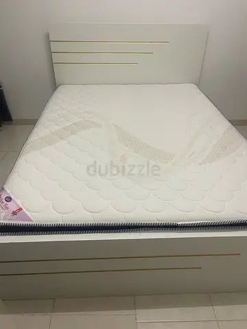 Queen mattress with simple bed frame - good condition