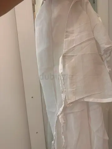 White sheer curtains - light fabric, ready to hang on beds