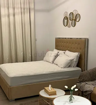 Beige Tufted Bed Frame with Headboard - mattress Queen Size