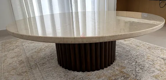 Round Natural Marble Coffee Table – Cream  Brown | Like New