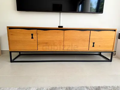 TV Unit Antique Oak and Black Pan Home