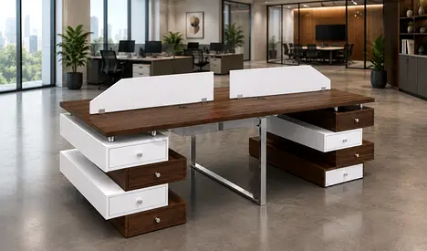 Custom Made 4 Person Workstation Desk