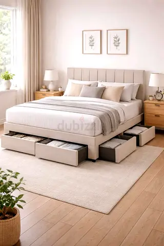 Tufted panel headboard with storage drawers customising in colours sizes design