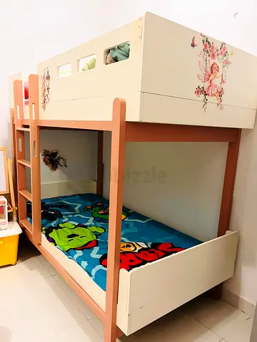 Wooden Bunk Bed for Kids with Fairy Decals — Good Condition
