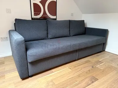 Grey 3-Seater Sofa - bed with storage Compact Modern Design, Good Condition