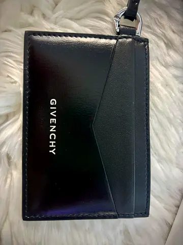 Givenchy black leather card holder with keyring/strap
