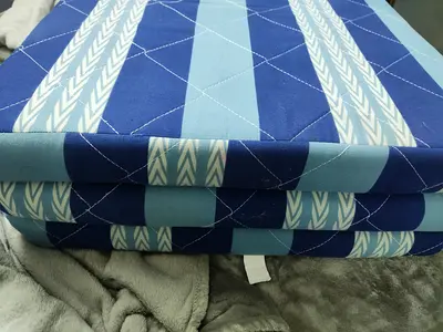 Foldable Blue Patterned Floor Mattress / Guest Mattress