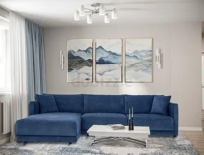 Modern Blue L-Shaped Sectional Sofa