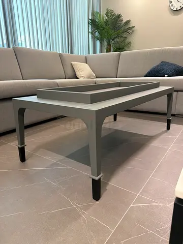 Modern rectangular coffee table with shelf - gray