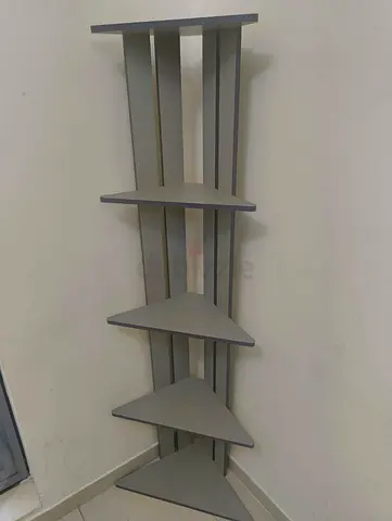 5-Tier Corner Wall Shelf — Grey Triangular Shelves