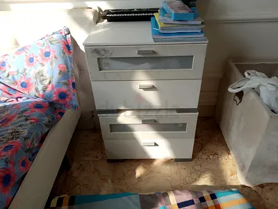 White 3-Drawer Bedside Cabinet / Nightstand - Good Condition