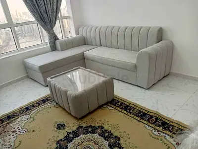 Brand New Light grey L-shaped fabric sofa set with matching ottoman