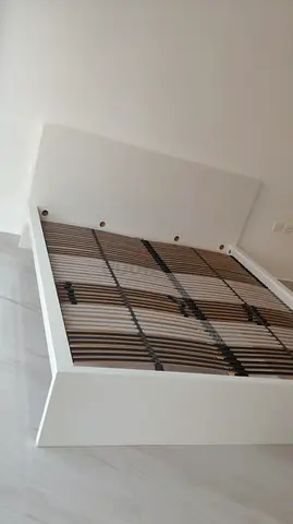 White Double Bed Frame with Slatted Base- Good Condition