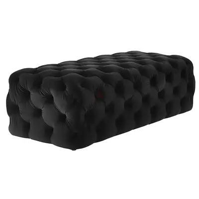 Black Tufted Ottoman Bench / Puff