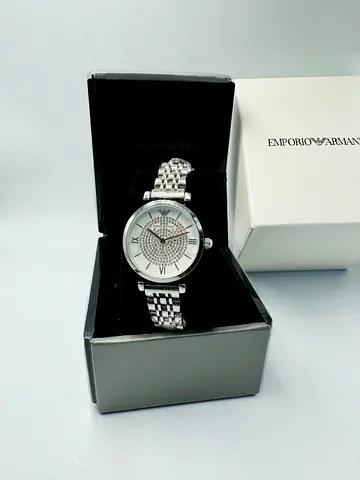 Emporio Armani Silver Ladies Watch with Box - Classic Stainless Steel