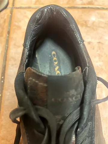 Used Coach Womens Black Leather Sneakers — Size 40, Good Condition