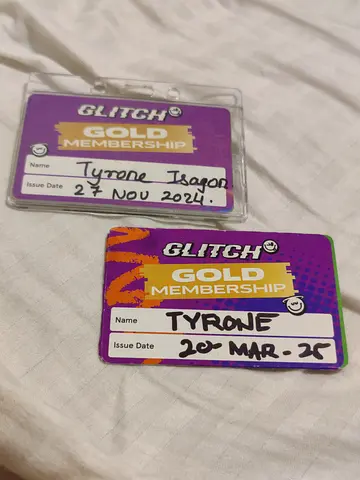 2 Glitch Gold Membership Cards (No Credit,Fully Used)