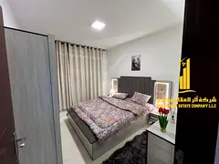 Furnished one-bedroom apartment for rent in Ajman, clean and tidy furnishings, on the Ajman Corniche