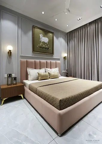 Modern Upholstered Bed with Fluted Headboard