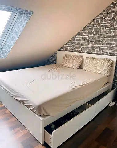 IKea malm king storage bed with ikea mattress