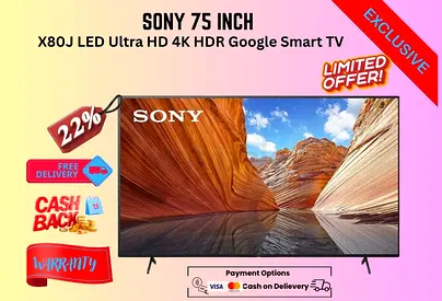 Sony 75 Inch X80J LED Ultra HD 4K HDR Google Smart TV 75X80JFREE DELIVERY-WARRANTY
