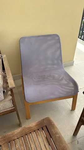 Simple Grey Lounge Chair with Wooden Frame — Used