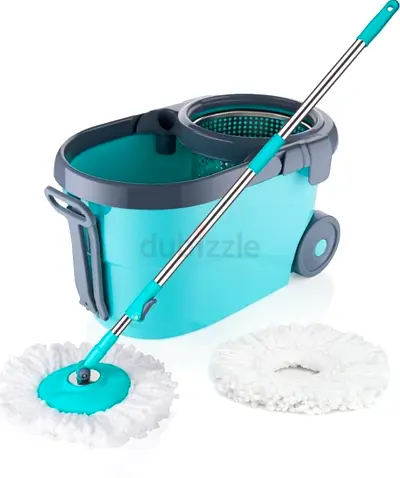 12L Steel Spin Mop and Bucket Set for floor Cleaning with 2 Microfiber Refills Completely Brand new