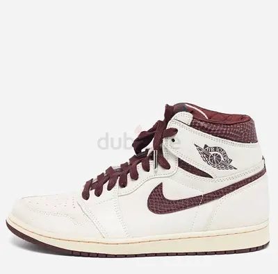 Original Air Jordans Jordan 1 Retro OG A Ma Maniére Size 44 White/Burgundy Cracked Leather High Top