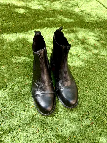 Horse Riding Black Leather Ankle Boots, Size 39 - Used