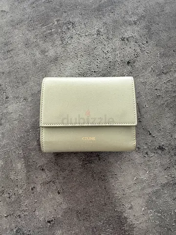 Small Celine Trifold Leather Wallet - Light Grey in Good Condition