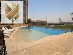3-bedroom apartment with a living room for rent in New Muwaileh, with a swimming pool, gym, and park