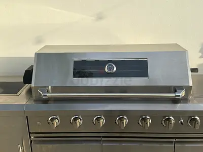 Stainless Steel Built-in Gas Grill with 6 Burners - Excellent Condition