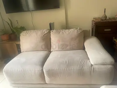 Light beige 2-seater lounge sofa - comfortable, good condition