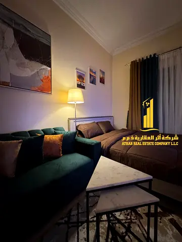 For monthly rent in Ajman - a luxurious studio with a Fully separate kitchen, fully furnished new, elegant furniture and a fully equipped kitchen
