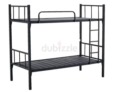 Metal Bunk Bed Frame - Simple Single over Single, Black