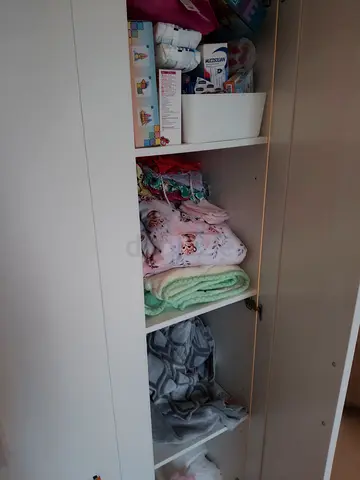 White Narrow  Cabinet with Shelves - Good Condition