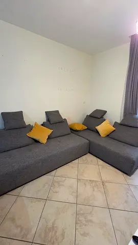 Grey L-shaped Modular Sofa with Cushions