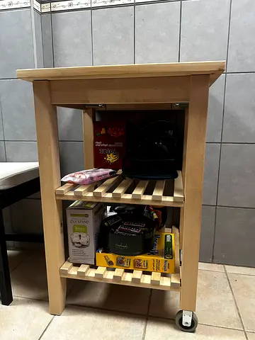 Wooden kitchen trolley/serving cart with wheels